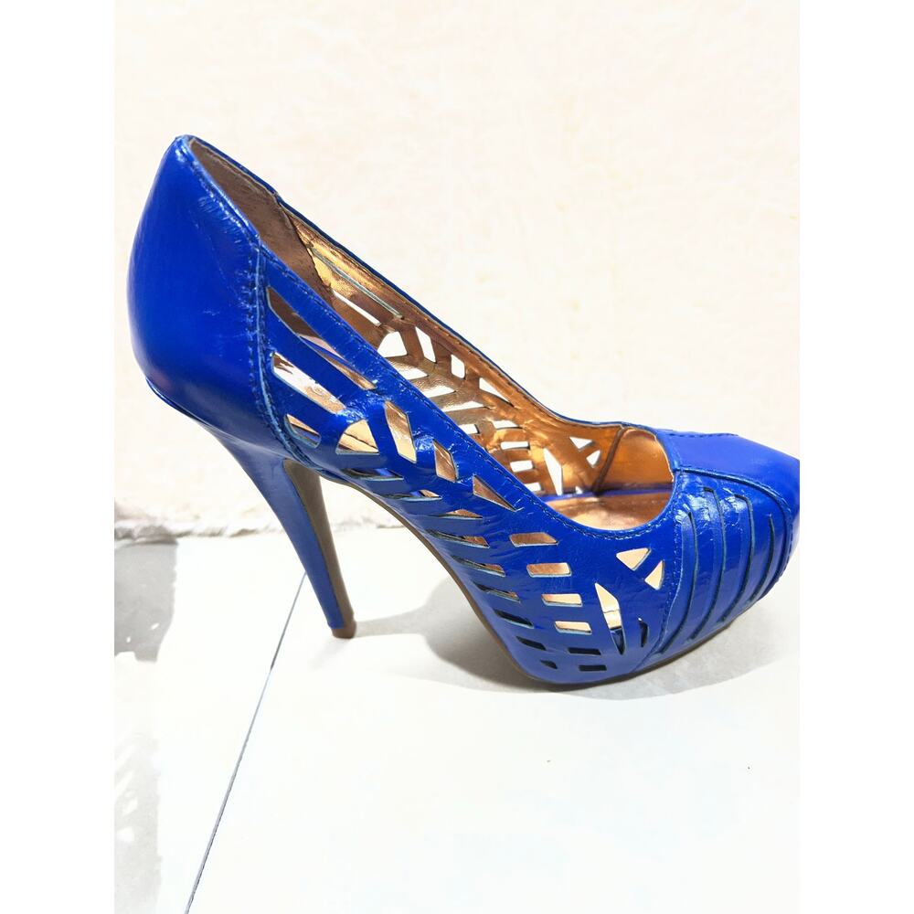BCBGeneration Womens 7 Blue Cutout Platform Pumps Stiletto Heels Party EUC - Picture 6 of 10